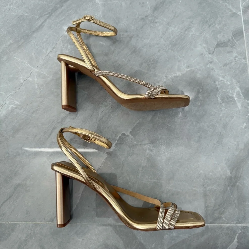 NWOT Women’s Aldo Melena Embellished Rhinestone Ankle Strap Shimmer Heels Size 9 - Picture 7 of 16